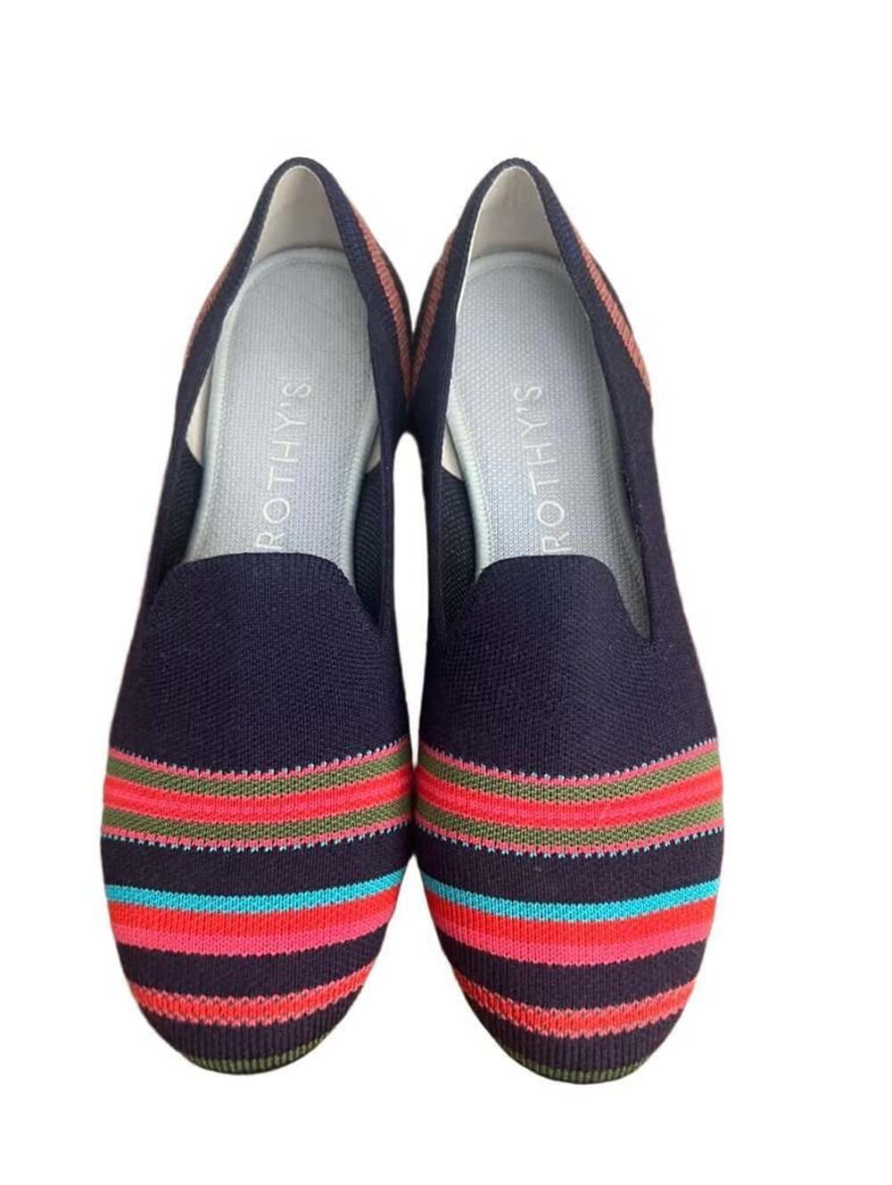 Rothy's Navy Ribbon Stripe Merino Loafers Size 9